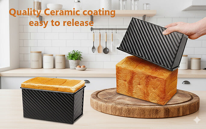 D'BakerAid™  Pullman Loaf Pan - Set of 2 / Ceramic Coating