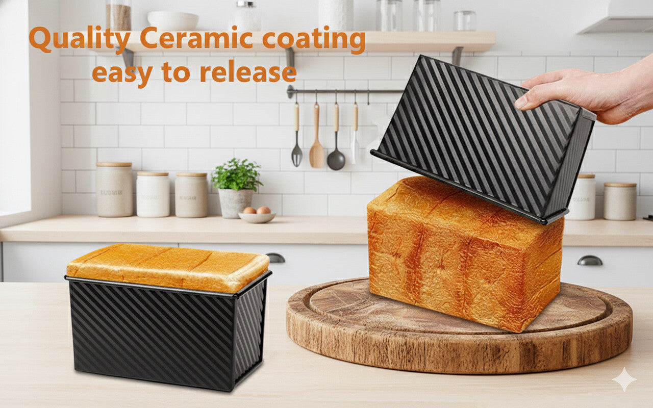 D'BakerAid™  Pullman Loaf Pan - Set of 2 / Ceramic Coating