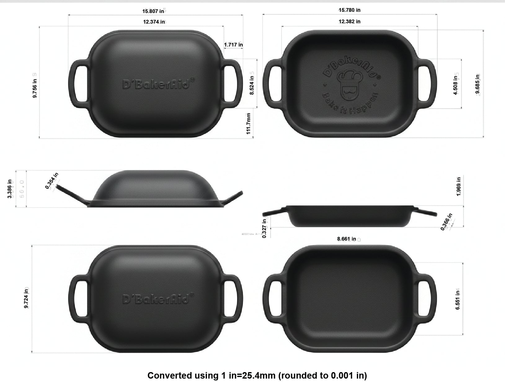 D’BakerAid™ Artisan Cast Iron Bread Pot / New Tech Enamel Coating 7qt