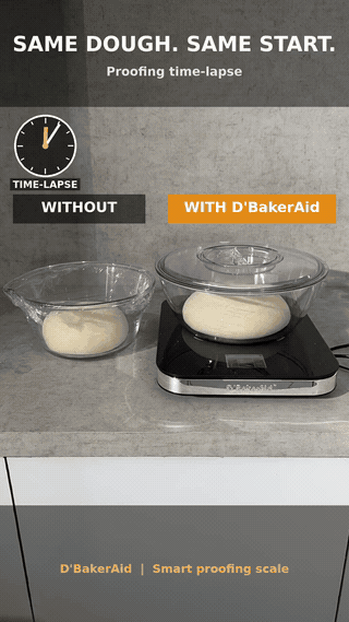 Three-second real time-lapse of identical dough proofing with and without D'BakerAid